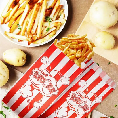 50pcs Popcorn Bags Popcorn Paper Bags Paper Popcorn Bags Grease Proof Bags Paper Packing Bags