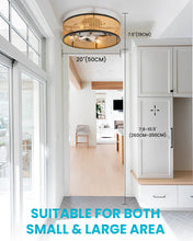Load image into Gallery viewer, 20&quot; Flush Mount Ceiling Fan with Light &amp; Remote Control, Drum Shade, Bladeless/Quiet Motor/Low Profile, for Kitchen Bedroom
