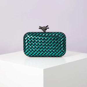 Woven Clutch Bag for Women Formal Party Contrast Color Microfiber Thread Braid Evening Bags Classic Chain Small Square Handbags
