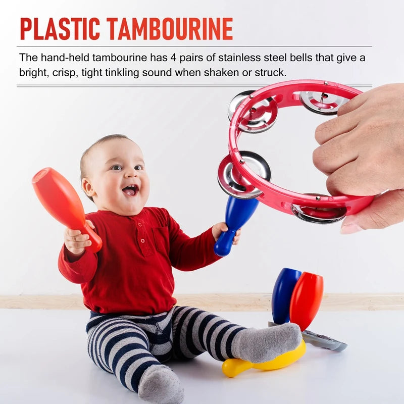 20Piece Plastic Tambourine Musical Instruments For MINI Handheld Tambourines Percussion Rhythm Party Musical Instruments