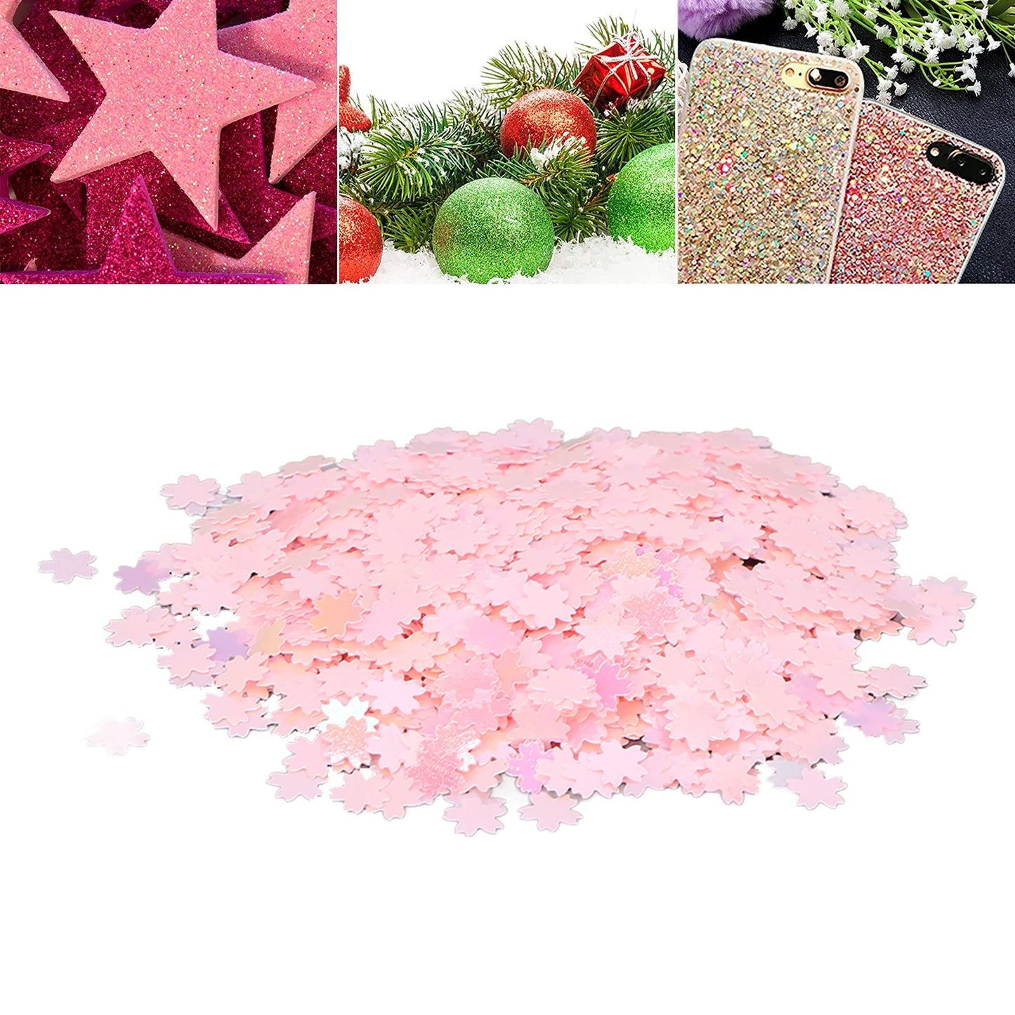 Nail Art Glitter Flakes Cherry Shape Sparkling Manicure Decoration Sequins for Nail Shop Pink 50g