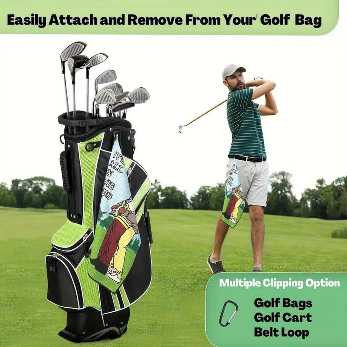 Funny Golf Towel 1 Count Brotherhood Is Deep Golf Club Clean Set with Clip for Golf Bags Golf Accessories for Men & Women
