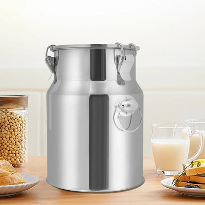 201 Stainless Steel Milk Can Wear-Resistant Sealed Barrel Large Capacity for Breakfast Restaurant and Milk Shop Easy to Clean