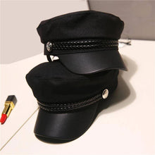 Load image into Gallery viewer, Casual Women Men Hat Spring Autumn Sailor Hats Black Ladies Beret Caps Flat Top Captain Cap Travel Cadet Octagonal Hat
