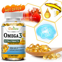 Load image into Gallery viewer, Omega-3 Fish Oil Rich in DHA and EPA for Joint, Brain and Skin Health, Overall Health and Immune Support

