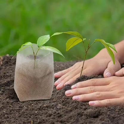 Seedling Bags 100 Pack Degradable Non-Woven Nursery Bags Fabric Seedling Grow Bags Plant Pouch For Garden Agricultural Supply