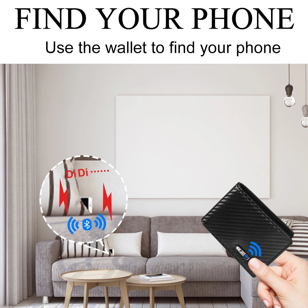 Wallet GPS Card Holder Wallet for Men Smart Card Holder  Wallet for Men With Tracking Device  FindMy for Android, Best Men  Gift