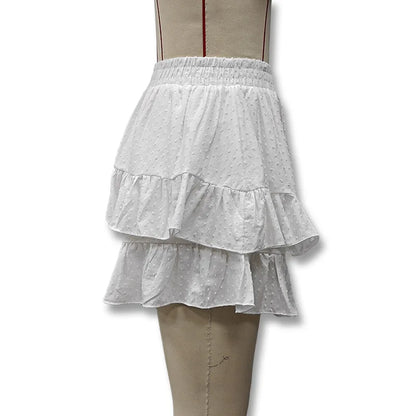 The new women's clothing in summer is a solid color high-waisted lace design sexy cake skirt skirt