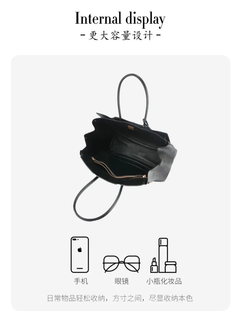 Luxury Genuine Leather Tote Bags for Women Large Capacity Travel Shoulder Bag Designer Handbags Ladies Shopping Purse