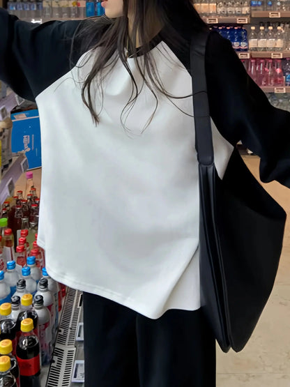 Women's Clothing Tops O-Neck Long Sleeve Thick Office Lady Commuter Autumn Winter Casual Printed All-match T-shirt