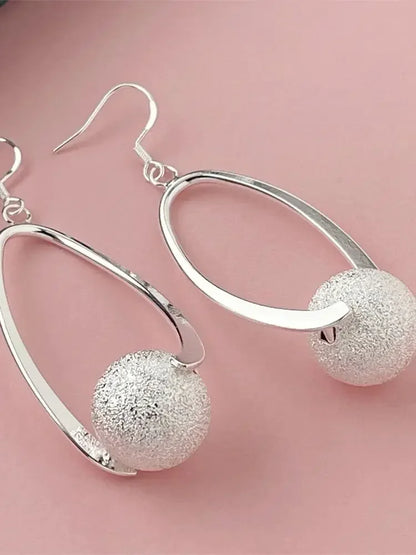 925 Sterling Silver Fashion Beaded Earrings Suitable for Women to Wear on Important Occasions