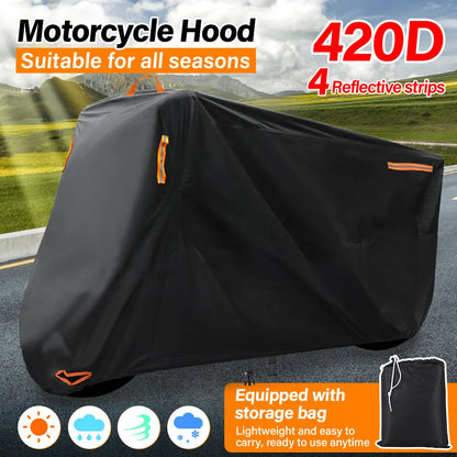Motorcycle Waterproof Cover 420D UniversalOutdoor Protection Motorbike Rain Cover Sunshade Dustproof Uv Protective Thick Oxford