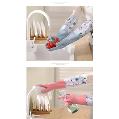 Women's Kitchen Gloves - Durable, Extended Waterproof Rubber Gloves for Dishwashing, Cleaning, Laundry & Household Chores - Comf