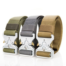Load image into Gallery viewer, Belts For Men Tactical Belt Metal Silver Buckle Nylon Waist Strap Girdle Heavy Duty Training Hunting Mens Belts
