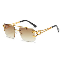 Load image into Gallery viewer, Fashion Rimless Square Double Bridge Sun Glasses Vintage Women Men Sunglasses UV400
