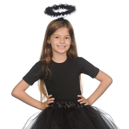 Angel Halo Headband Black White Feather Angel Headband Christmas Festival Party Favor Angel Outfit Cosplay Costume Accessories