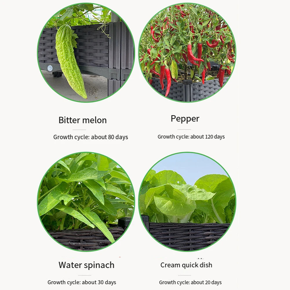 Plastic Raised Garden Bed with Legs Raised Bed W/Drainage Holes Planter Container for Vegetables Fruits Flowers Herbs