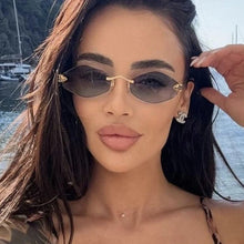 Load image into Gallery viewer, Fashion Small Polygonal Sunglasses for Women Luxury Brand Rmless Brown Rhombus Sun Glasses Woman Vintage Metal Shades Eyewear
