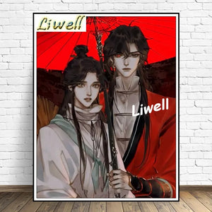 5D Diamond Painting Embroidery Heaven Official's Blessing Anime Hua Cheng And Xie Lian With Red Thread Tian Guan Ci Poster Decor