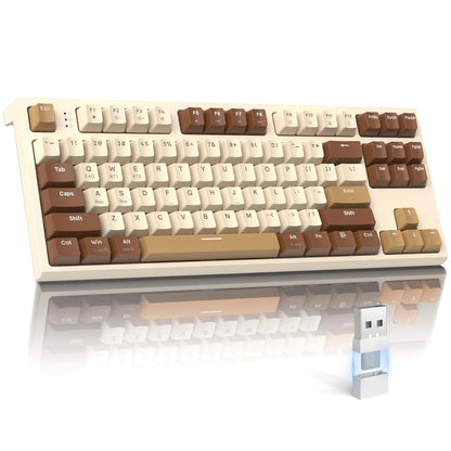 M88 Wireless Mechanical Keyboard,87 Keys QWERTY Layout TKL Hot Swappable Keyboard, Bluetooth/2.4Ghz Dual Mode 2-in-1 Receiver