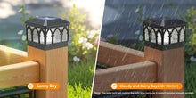 Load image into Gallery viewer, 4 Pack Solar Flame Post Cap Lights, 2 Modes (Flame/Warm), IPX5, Fit 3.5x3.5/4x4 Posts, for Deck/Fence/Yard, Vinyl/Wooden
