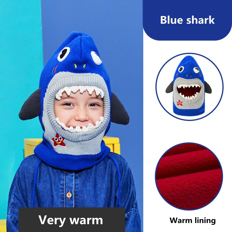 Kids Winter Hat Pompom Children Knitted Hats Baby Girls Boys 3D Animal Hat with Warm Fleece Lining Hats