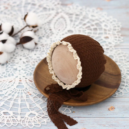 Baby Photo Cute Hat Newborn Photography Props Baby Costume Waffle Lace Tie Single Hat Fotografia Acessorios Girls Photo Props
