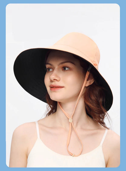 OhSunny Fisherman Hats for Women,Womne's Bucket Sunhat Double-Sided Wearing,UPF50+ Large Brim Hiking Hats with Ponytail Hole