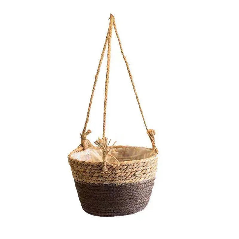 Garden Hanging Planter Macrame Plant Storage Basket Jute Rope Woven Indoor Outdoor Flower Pot Holder Plant Hangers Home Decor