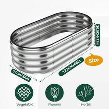 Load image into Gallery viewer, 4x2x1ft Raised Garden Beds Outdoor Kit, Galvanized Oval Planter Box, Metal Bottomless Elevated Garden Boxes Set for Planting Veg
