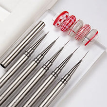 Load image into Gallery viewer, Nails Art Liner Brushes Elongated Lines Striping Drawing Painting 6/9/12/15/18/25mm Nail Design Pen Professional Manicure Tool
