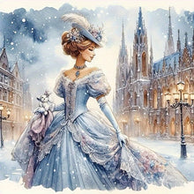 Load image into Gallery viewer, Diamond painting set, elegant women's pattern in snow scenery, round diamond full diamond art, multiple specifications to choose
