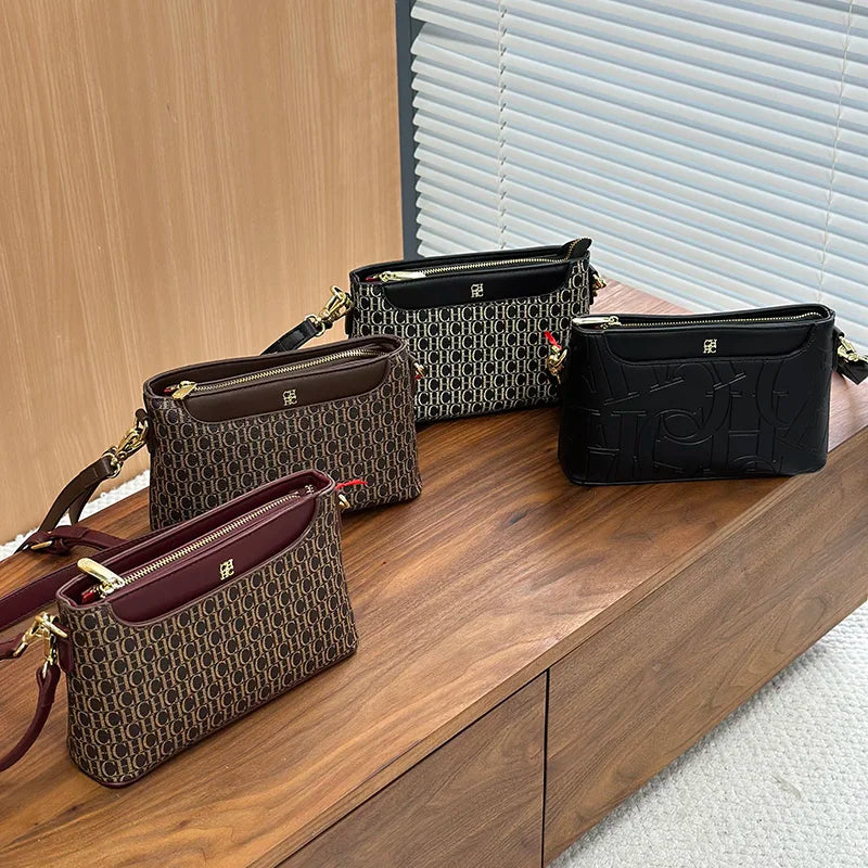 CH Women's Crossbody Bag Premium Simple Design Women's Shoulder Bag Temperament Classic Style Pure Colour Monogram Printed Style