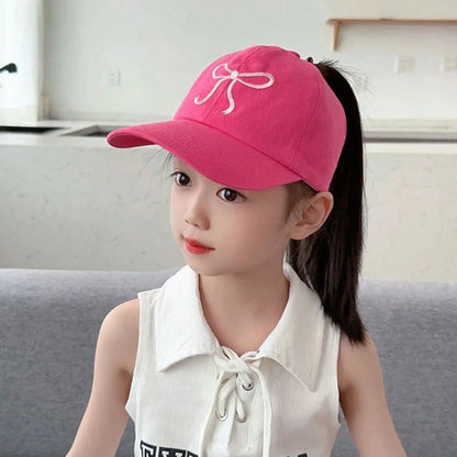 Kids Baseball Caps for Boys Girls Sun Hat Love Heart Hollow High Ponytail Caps Children Adjustable Baseball Caps for 4-12 Years