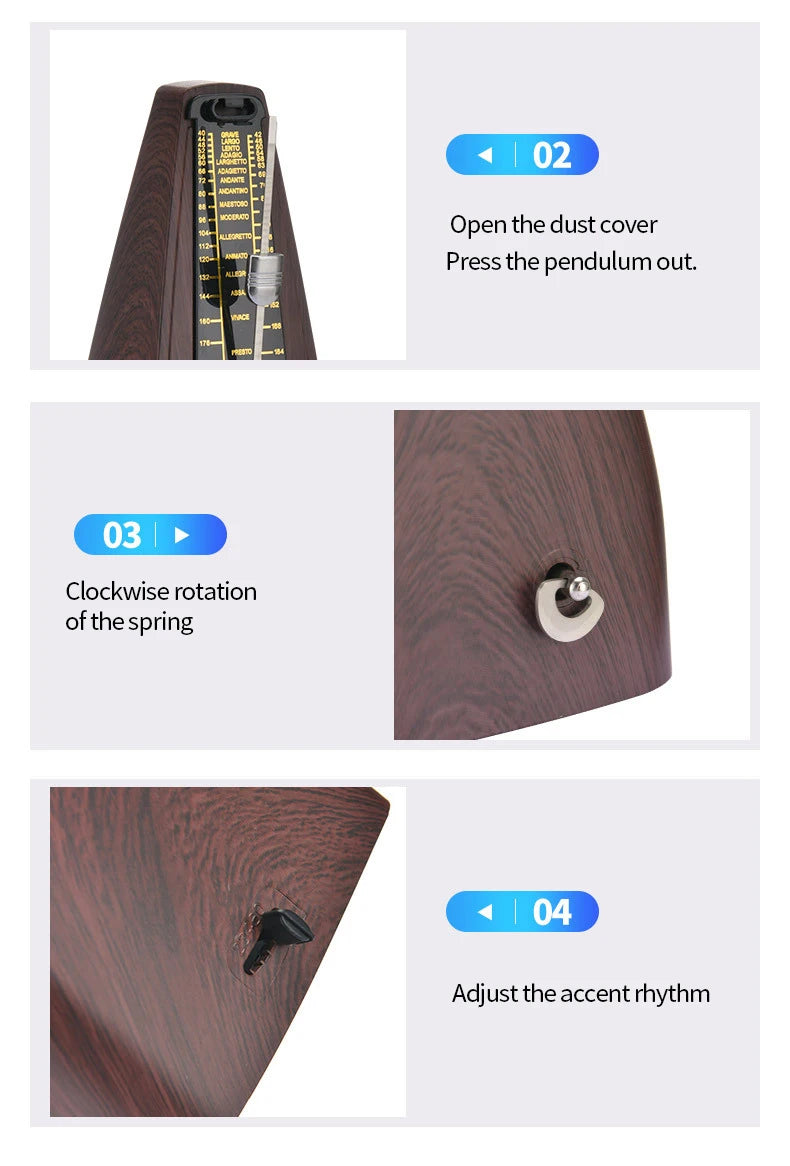 Mechanical Metronomes for Piano Guitar Violin Bass Drum and Other Musical Instruments, Loud Sound, High Precision(Wood Grain)