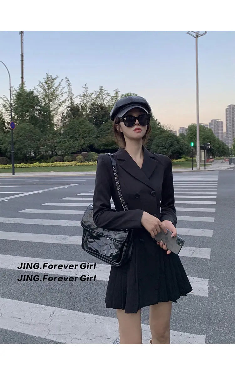 Women's Dress Blazer Clothing Chic and Elegant Pretty Female Dresses 2024 Formal Occasion Spring Retro Promotion Loose X Xxl Y2k