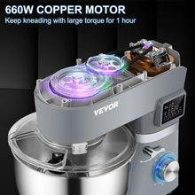 Load image into Gallery viewer, VEVOR Stand Mixer 660W Electric Dough Mixer with 6 Speeds LCD Screen Timing 5.8 Qt Stainless Steel Bowl Dough Hook Flat Beater
