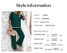 Load image into Gallery viewer, High Quality Elegant Women Clothing 2024 Temperament Casual Solid Color Knitted Shite Sleeved Suit Sweatpants Wide Leg Pants Y2k
