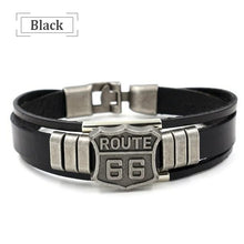 Load image into Gallery viewer, Trendy American Route 66 Printed Pattern Bracelet Men's Bracelet Metal Multilayer Leather Bracelet Accessories New Party Jewelry
