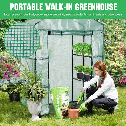 Greenhouse for Outdoors Portable Walk in Greenhouse Plant Garden Green House Winter Summer Large Garden House with Door