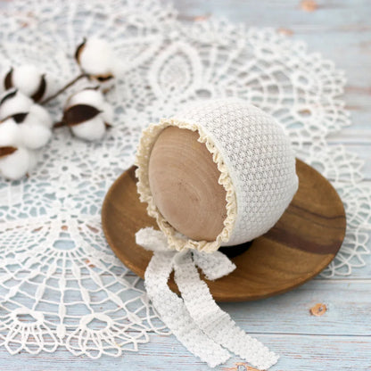 Baby Photo Cute Hat Newborn Photography Props Baby Costume Waffle Lace Tie Single Hat Fotografia Acessorios Girls Photo Props