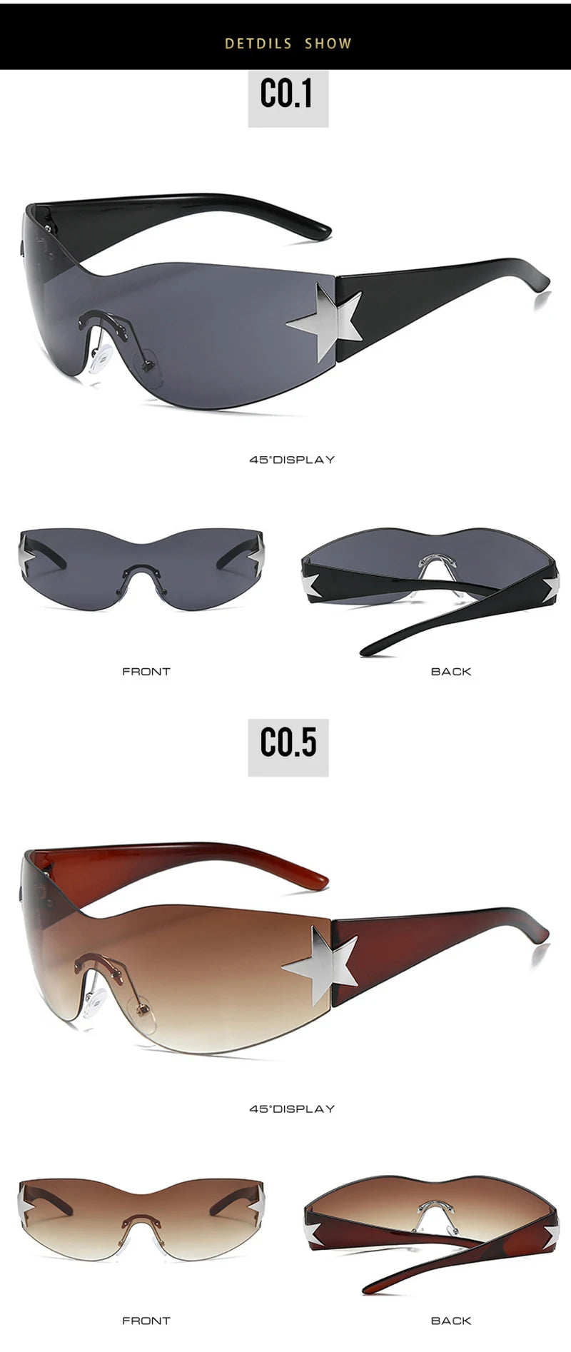 Fashion Sunglasses for Women Men Trendy Shield Wrap Around Sunglasses Oversized Fashion Frameless Sun Glasses