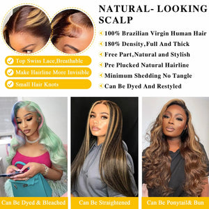 30 Inch 4/27 Highlight Wig Human Hair Body Wave 13x6 Hd Lace Frontal Wig Brazilian Remy Colored  Transparent Lace 13x4 For Women