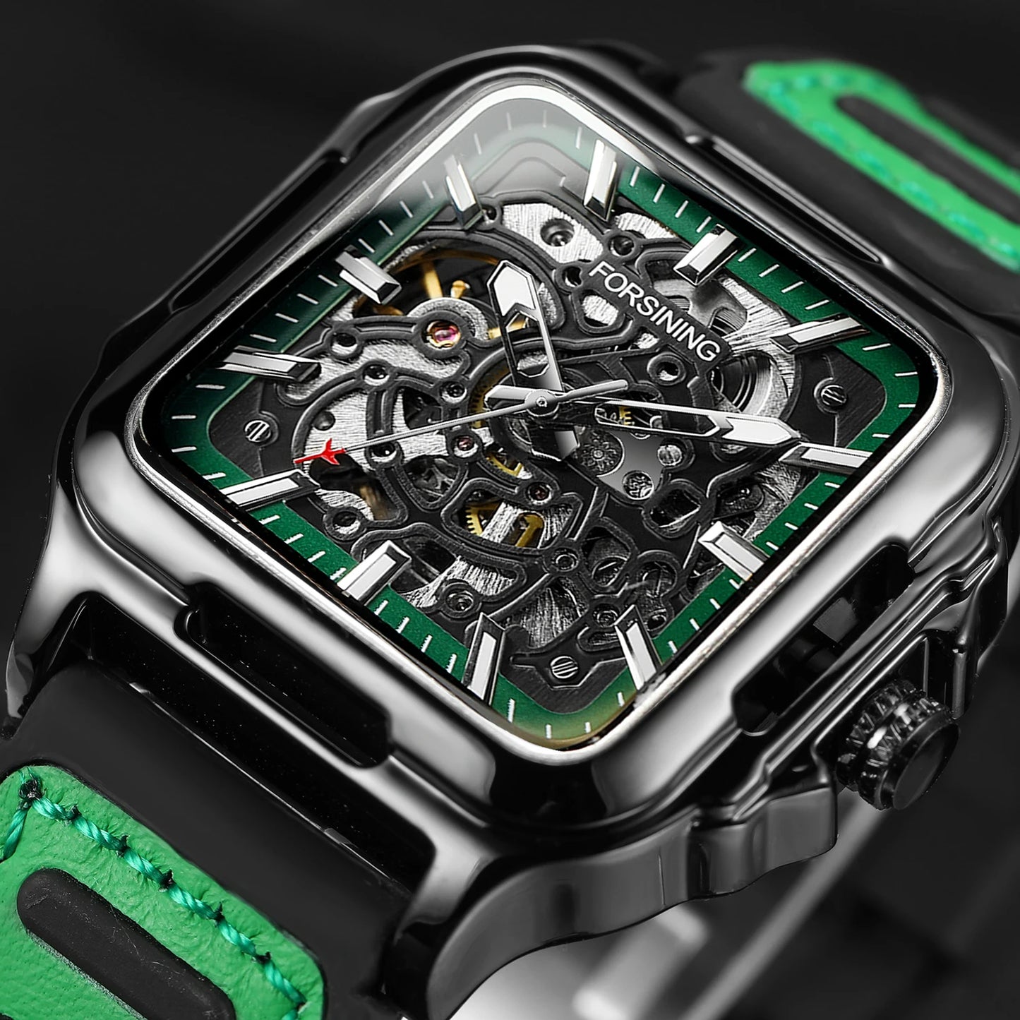 Men's Mechanical Automatic Watches for Men Luxury Top Brand Hollow Square Male Wristwatches Skeleton Waterproof Reloj Hombre