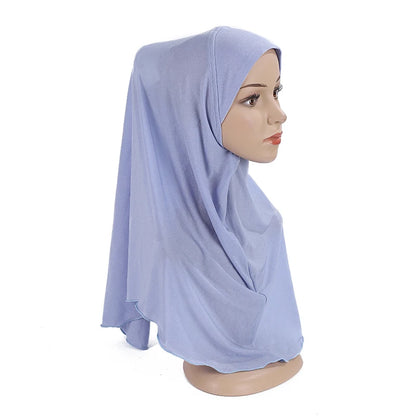 H120 Teenage girls plain hijab hats muslim scarf islamic headscarf hat amira pull on headwrap beautiful 10 years girl scarf
