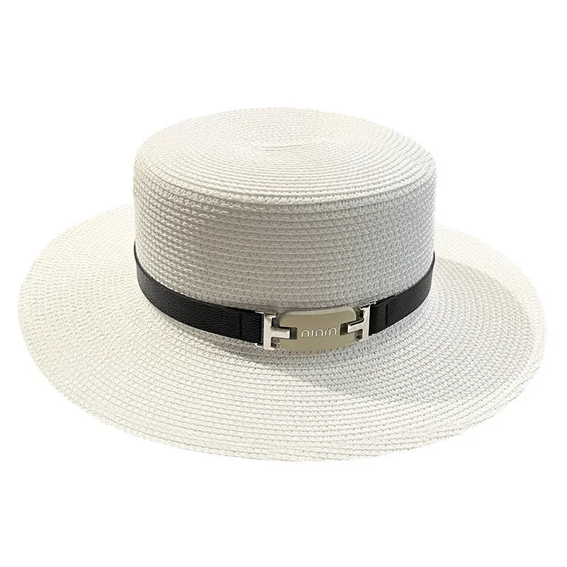 Fashion Trend Flat Top Top Hat Womens New Seaside Holiday Sunscreen Sun Hat Versatile Face Small Straw Hat Summer Hats for Women