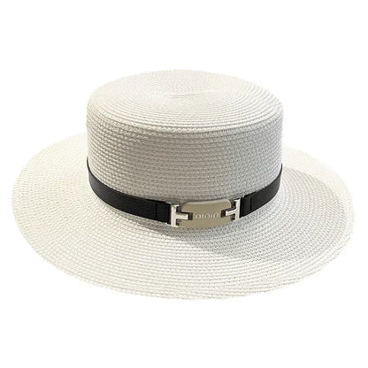 Fashion Trend Flat Top Top Hat Womens New Seaside Holiday Sunscreen Sun Hat Versatile Face Small Straw Hat Summer Hats for Women