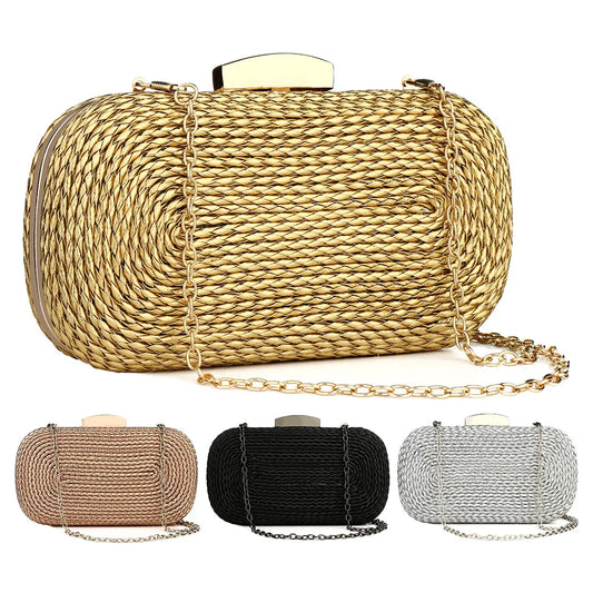 Women'S Gold Evening Bags High Quality Brand Clutch Bag Straw Female Handbag Purse Sac Ladies Shoulder Crossbody Bag