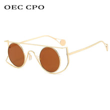 Load image into Gallery viewer, OEC CPO New Vintage Round Sunglasses Men Small Frame Alloy Sun Glasses Female UV400 Driving Shades Steampunk Goggles Eyewear
