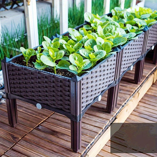 Plastic Raised Garden Bed with Legs Raised Bed W/Drainage Holes Planter Container for Vegetables Fruits Flowers Herbs
